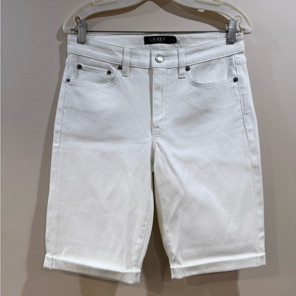 🔥NWOT Lauren Ralph Lauren Women’s White Denim Bermuda Shorts Size 6🔥